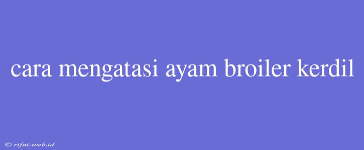 Cara Mengatasi Ayam Broiler Kerdil