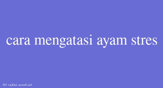 Cara Mengatasi Ayam Stres