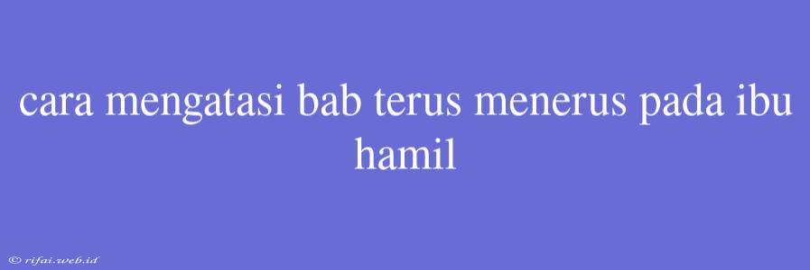 Cara Mengatasi Bab Terus Menerus Pada Ibu Hamil