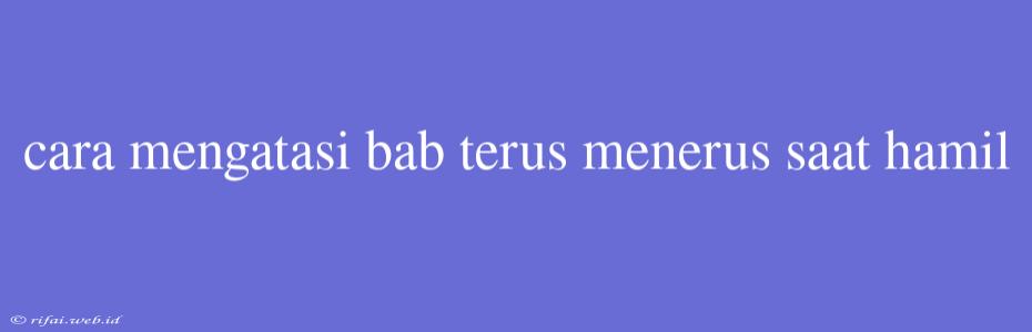 Cara Mengatasi Bab Terus Menerus Saat Hamil