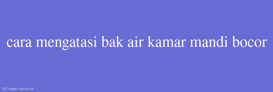 Cara Mengatasi Bak Air Kamar Mandi Bocor