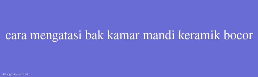 Cara Mengatasi Bak Kamar Mandi Keramik Bocor