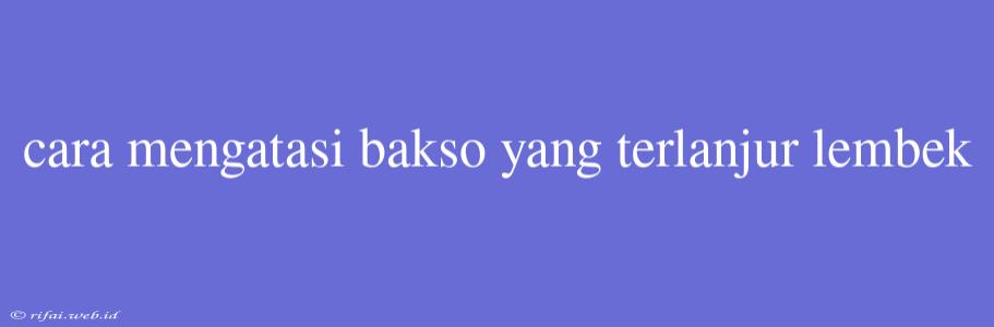 Cara Mengatasi Bakso Yang Terlanjur Lembek