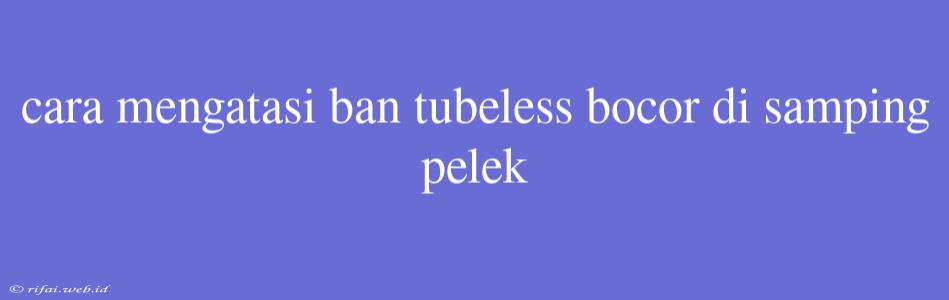 Cara Mengatasi Ban Tubeless Bocor Di Samping Pelek