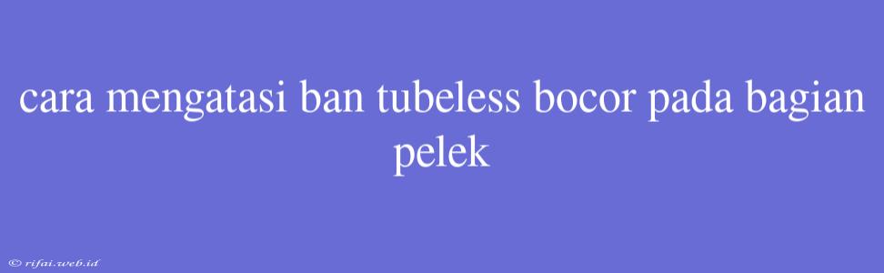 Cara Mengatasi Ban Tubeless Bocor Pada Bagian Pelek