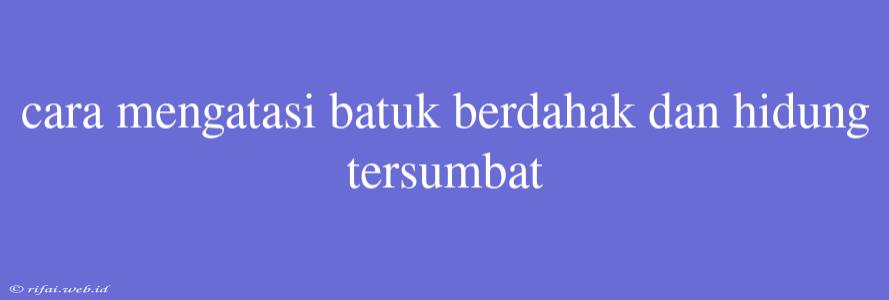 Cara Mengatasi Batuk Berdahak Dan Hidung Tersumbat