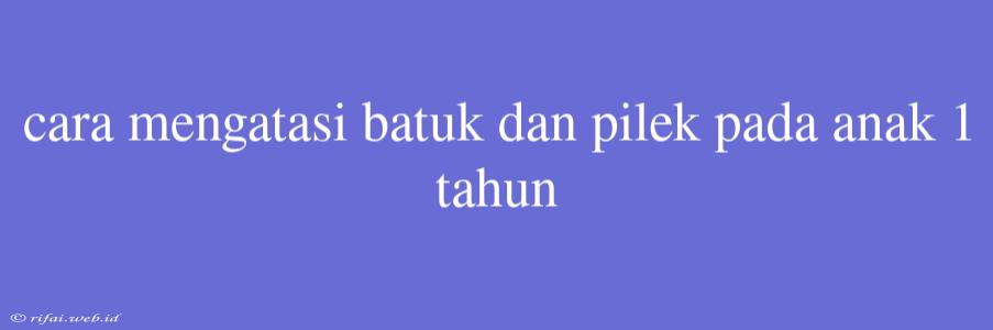 Cara Mengatasi Batuk Dan Pilek Pada Anak 1 Tahun