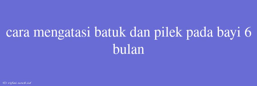 Cara Mengatasi Batuk Dan Pilek Pada Bayi 6 Bulan