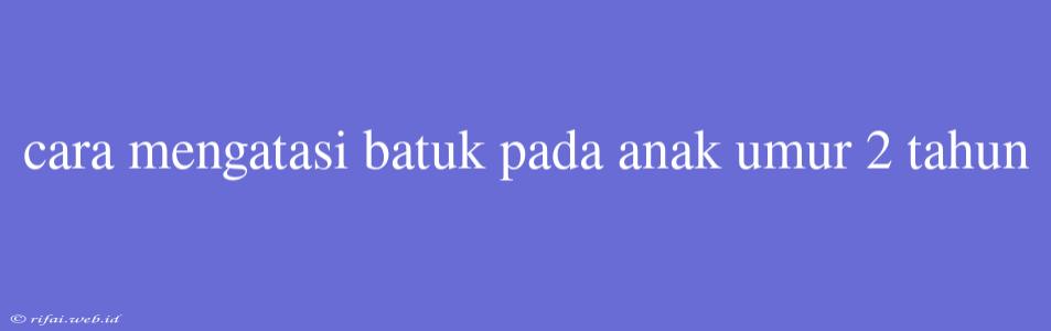 Cara Mengatasi Batuk Pada Anak Umur 2 Tahun