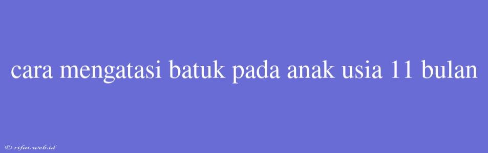 Cara Mengatasi Batuk Pada Anak Usia 11 Bulan