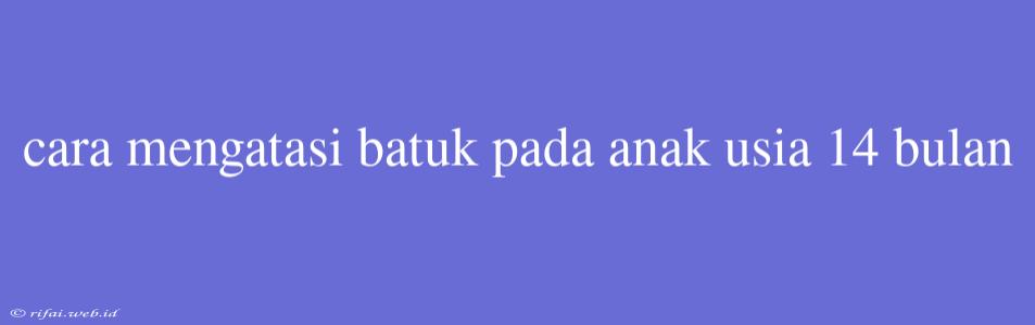 Cara Mengatasi Batuk Pada Anak Usia 14 Bulan