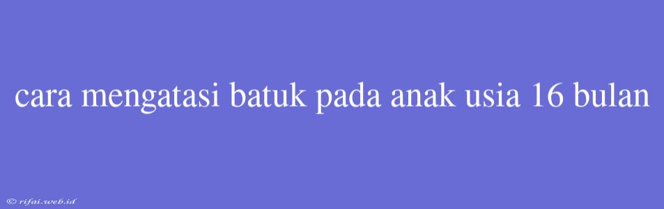 Cara Mengatasi Batuk Pada Anak Usia 16 Bulan