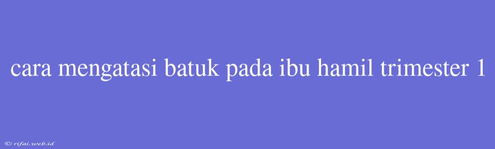 Cara Mengatasi Batuk Pada Ibu Hamil Trimester 1