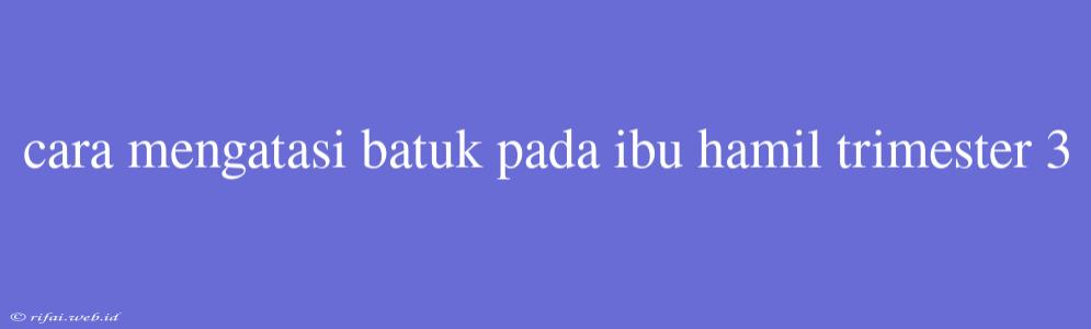 Cara Mengatasi Batuk Pada Ibu Hamil Trimester 3