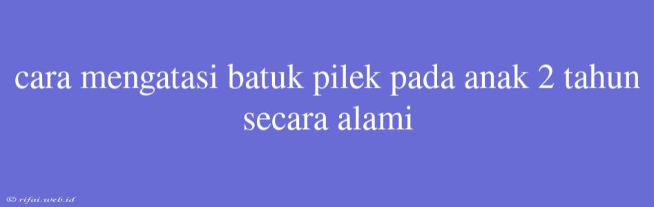 Cara Mengatasi Batuk Pilek Pada Anak 2 Tahun Secara Alami