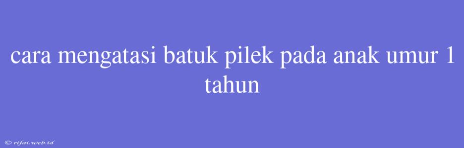 Cara Mengatasi Batuk Pilek Pada Anak Umur 1 Tahun