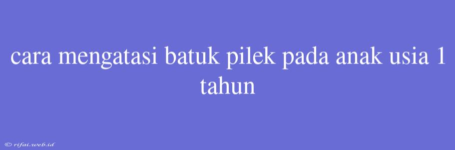 Cara Mengatasi Batuk Pilek Pada Anak Usia 1 Tahun