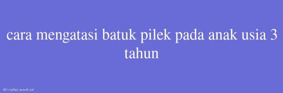 Cara Mengatasi Batuk Pilek Pada Anak Usia 3 Tahun