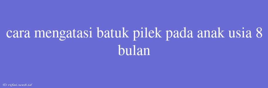 Cara Mengatasi Batuk Pilek Pada Anak Usia 8 Bulan