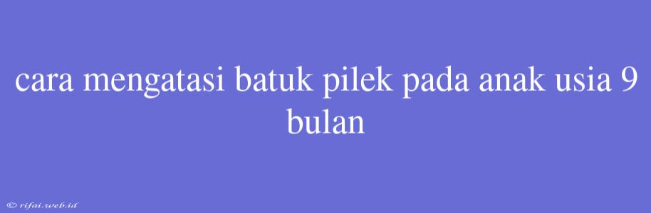 Cara Mengatasi Batuk Pilek Pada Anak Usia 9 Bulan