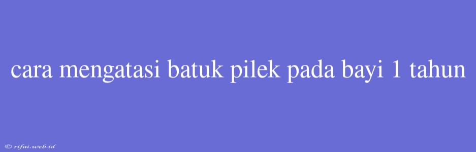 Cara Mengatasi Batuk Pilek Pada Bayi 1 Tahun