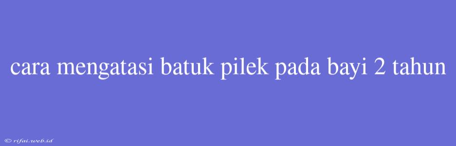 Cara Mengatasi Batuk Pilek Pada Bayi 2 Tahun