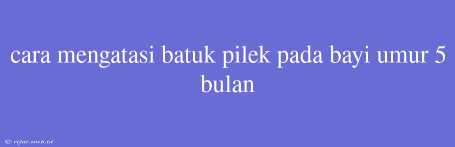 Cara Mengatasi Batuk Pilek Pada Bayi Umur 5 Bulan