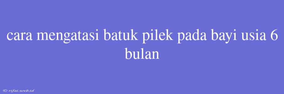 Cara Mengatasi Batuk Pilek Pada Bayi Usia 6 Bulan