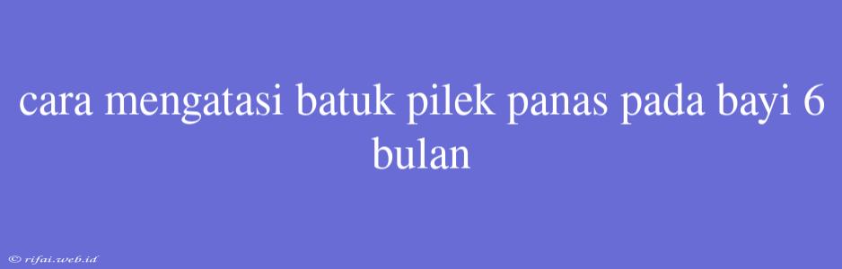 Cara Mengatasi Batuk Pilek Panas Pada Bayi 6 Bulan