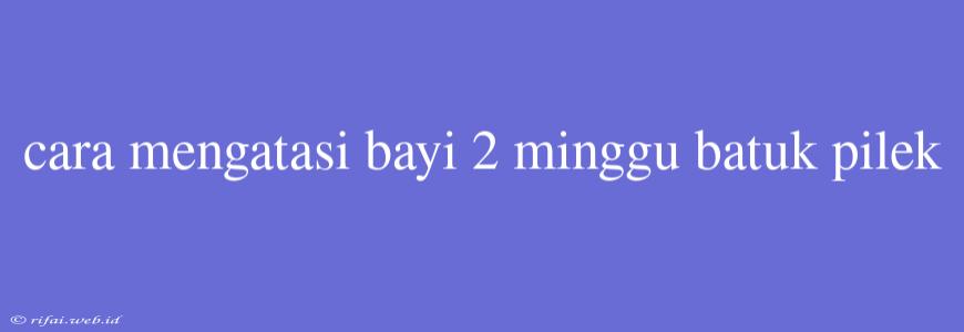 Cara Mengatasi Bayi 2 Minggu Batuk Pilek