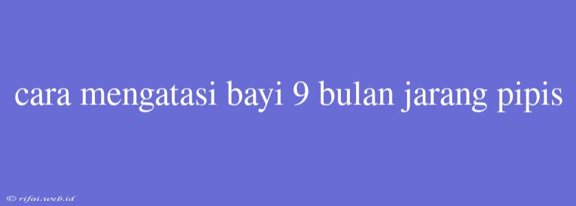 Cara Mengatasi Bayi 9 Bulan Jarang Pipis