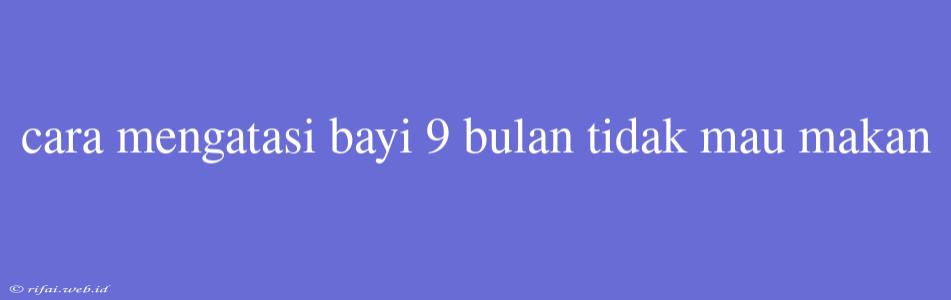 Cara Mengatasi Bayi 9 Bulan Tidak Mau Makan