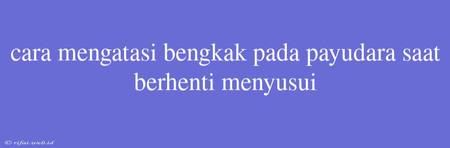 Cara Mengatasi Bengkak Pada Payudara Saat Berhenti Menyusui