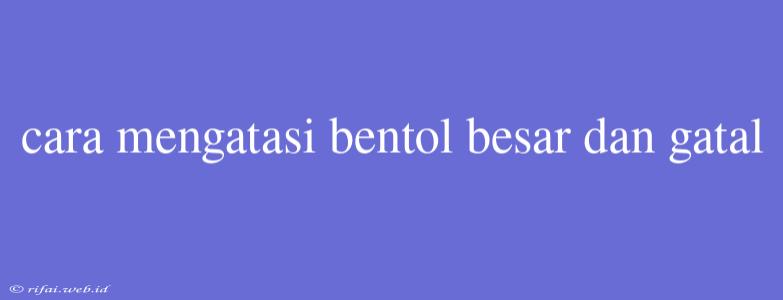 Cara Mengatasi Bentol Besar Dan Gatal