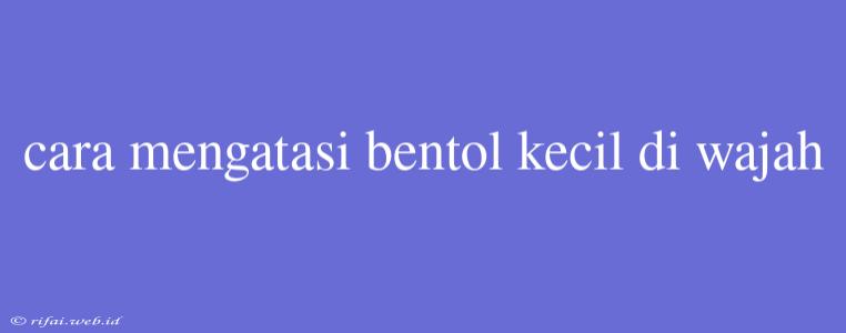 Cara Mengatasi Bentol Kecil Di Wajah