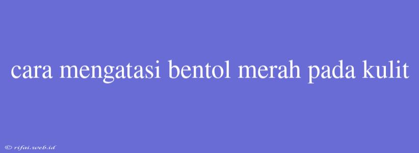 Cara Mengatasi Bentol Merah Pada Kulit