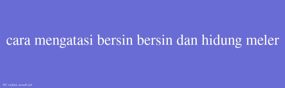 Cara Mengatasi Bersin Bersin Dan Hidung Meler