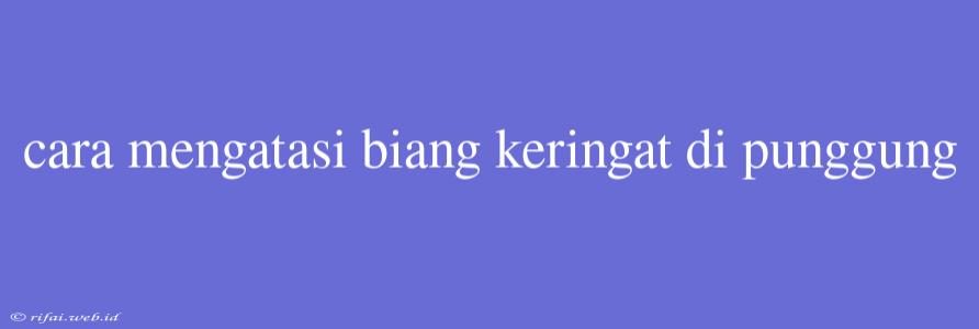 Cara Mengatasi Biang Keringat Di Punggung