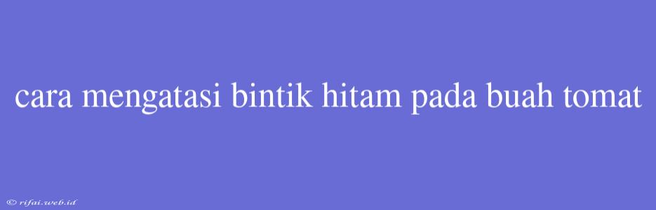 Cara Mengatasi Bintik Hitam Pada Buah Tomat