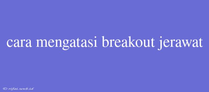 Cara Mengatasi Breakout Jerawat