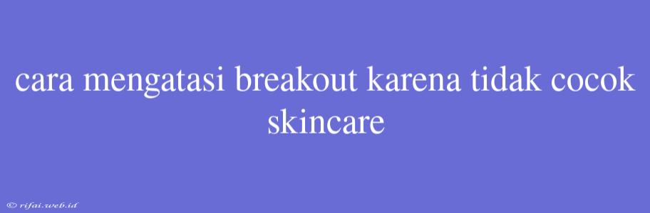 Cara Mengatasi Breakout Karena Tidak Cocok Skincare