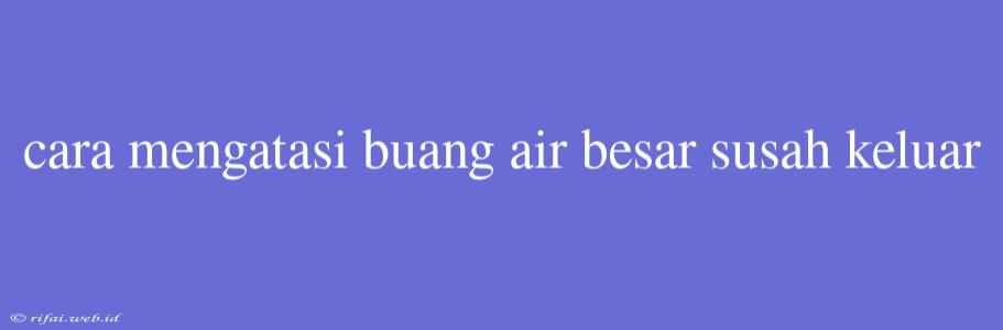 Cara Mengatasi Buang Air Besar Susah Keluar