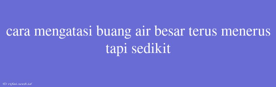 Cara Mengatasi Buang Air Besar Terus Menerus Tapi Sedikit