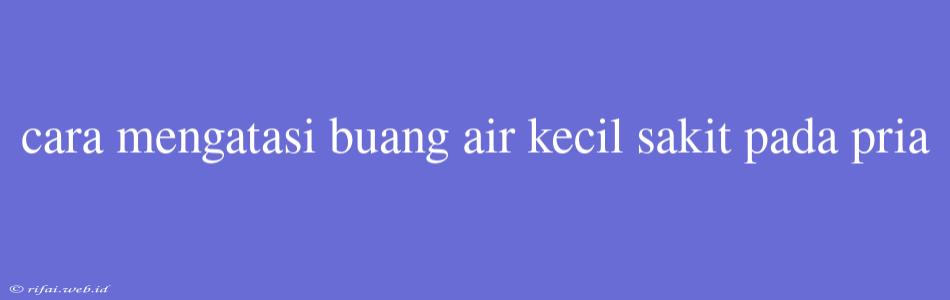 Cara Mengatasi Buang Air Kecil Sakit Pada Pria