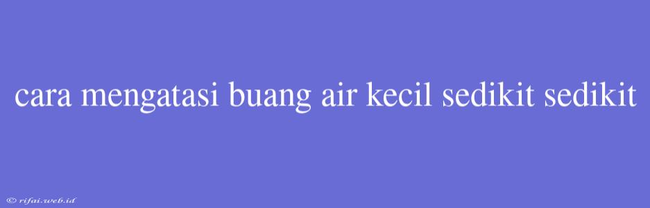 Cara Mengatasi Buang Air Kecil Sedikit Sedikit