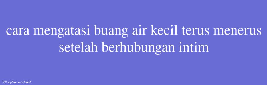 Cara Mengatasi Buang Air Kecil Terus Menerus Setelah Berhubungan Intim