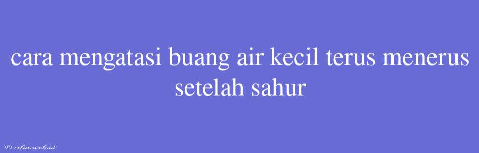 Cara Mengatasi Buang Air Kecil Terus Menerus Setelah Sahur