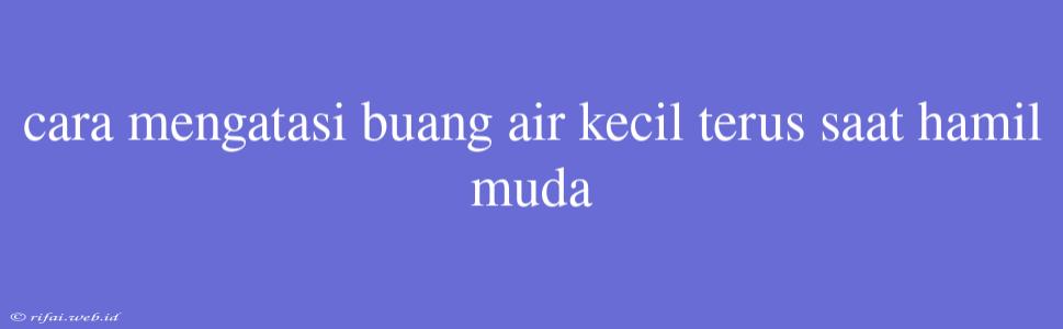 Cara Mengatasi Buang Air Kecil Terus Saat Hamil Muda