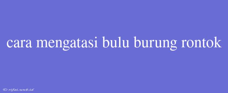 Cara Mengatasi Bulu Burung Rontok