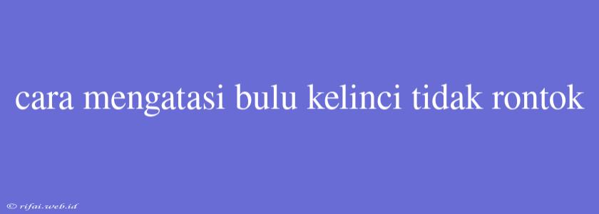 Cara Mengatasi Bulu Kelinci Tidak Rontok